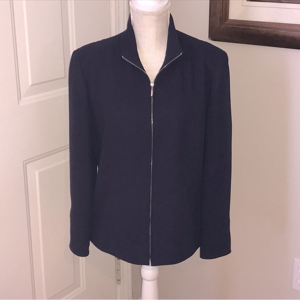 Evan Picone Navy Blue Full Zip Blazer Size 10